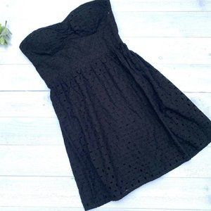 AEO Black Strapless Eyelet Dress, Size 10